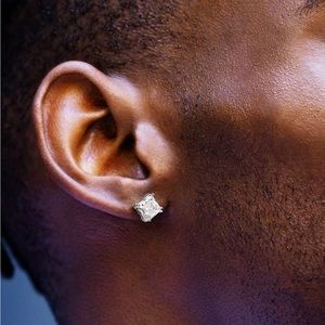 ✨Allan 18K White Gold Solitaire Diamond Stud Earrings 925 Sterling Silve…